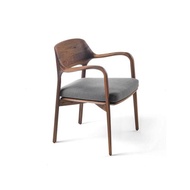 意大利Ella Chairs Porada侘寂風胡桃木餐椅意式極簡風舒適扶手椅