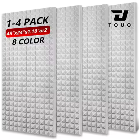 TOUO 1-4Pack Soundproof Pyramid Acoustic Panels 47.2"x23.6" Wall Foam for Studio Room KTV Bar Living