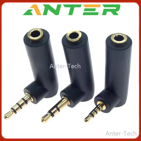 1pc Gold-plated Connector 2.5/3.5 jack Right Angle Female to 3.5mm 2/3Pole Male Audio Stereo Plug L 