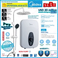 Midea Water Heater MWH-38Q Non-Pump Instant Water Heater + Rain Shower Set