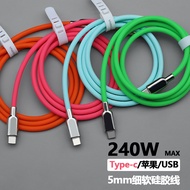 Kabel data silikon cecair 240w jenis-c cas super pantas sesuai untuk pengecasan Apple dan Android