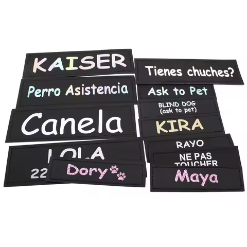 2 PCS Personalized Dog Name Tag Pet Harness ID Label Reflective Colorful DIY Name Logo Custom Dog Ch