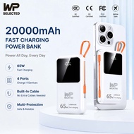 WP SELECTED 3C Powerbank 65w Fast Charging Slim Portable 3C PowerBank With Detachable Built-in Cable