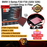 K&N Washable Drop In Replacement Air Filter Bmw 3 Series F20 F30 320i 328i Penapis Udara Car Intake 