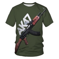 War Guns AK47 Men's T-shirt Summer Streetwear Personality 3D Printing T-shirt Oversized T-shirt Fash