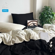 GONI CHILL duvet cover set in Milk Black - Elastic bed sheets 4-25cm high, sizes 1m, 1m2, 1m4, 1m6, 