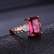 Original New Product Rectangular Rubellite Rose Gold Ring Girl Jewelry silver 925 original ring for women rings men korean jewelry cincin lelaki cincin perempuan couple cincin emas korea 戒指