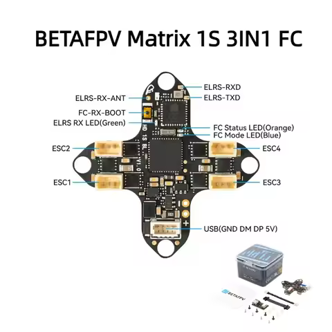 BETAFPV Matrix 1S 3IN1 FC Brushless Flight Controller 2.4G ELRS RX For O4 Air Unit Meteor75 Pro 1S H