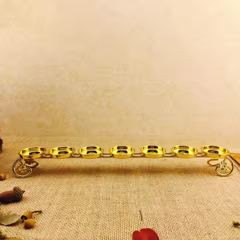 Vintage Style 7 Tealight Butter Candle Stand Buddha Ghee Lamp Holder Buddha Hall Desktop Decoration 