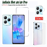 3-in-1 For infinix Hot 40 Pro Tempered Glass infinix Hot 40i 40 Hot infinix 11 Play Hot 11s NFC Screen Protector Full Cover Screen Tempered Glass 3In1 Carbon fiber back film