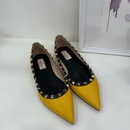 Valentino/華倫天奴黃色鉚釘平底單鞋 38.5碼