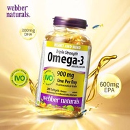 จัดส่งที่รวดเร็ว webber naturals Fish Oil OMEGA-3 Fish Oil 900mg 200 Softgels Exp2027