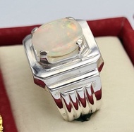 蛋白石戒指 天然白蛋白石 澳洲蛋白石戒指 手工飾品 純銀 蛋白石 戒指