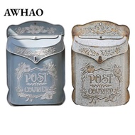 [AWHAO] Hanging Post Box Lockable Home Decor Dropbox Embossed Wall Mounted Mailbox