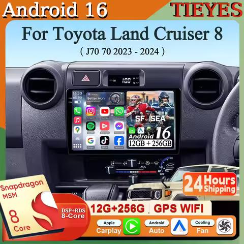 Android 16 Carplay&Auto Car Radio Navigation Multimedia Stereo Player QLED GPS For Toyota Land Cruis