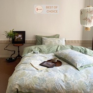 Korean room decor poly cotton bedding set, elastic mattress sheet 1m6, 1m8, 2m2 with pillowcase 48x7