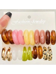 9pcs/5pcs/Multi-Piece Set European & American Cross-Border New Arrival Acrylic Resin Colorful Fashio