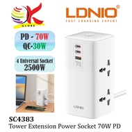 LDNIO SC4383 TOWER EXTENSION POWER SOCKET 70W 2USB-C TYPE C & USB-A SUPER FAST CHARGING - DESKTOP PO