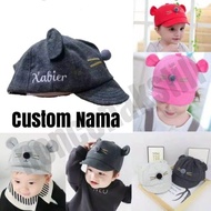 Topi Bayi Lucu / Topi Bayi Karakter Kucing / Baby Hat / Topi Bayi Baseball Free Bordir Custom Nama