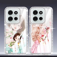 YBD Diamond Studded Phone Case For Motorola Moto G75 Cute Girl Clear Shell