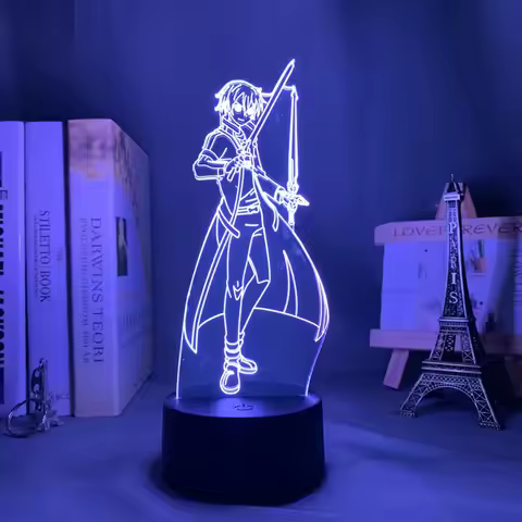 Anime Led Night Light Sword Art Online Kirito for Bedroom Decor Gift Colorful Nightlight Manga 3d La