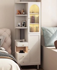 櫻桃傢俱 - 現代智能床頭櫃書櫃落地燈一體無線充電藍牙音箱多功能收納儲物櫃60CM（右櫃）