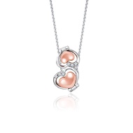 SK Jewellery Twin Hearts 14K White &amp; Rose Gold Pendant