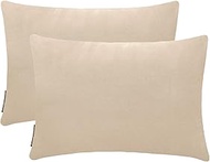 Ecru Cream Decorative Lumbar Cushion Covers 35 x 65 cm | Pack of 2 Modern Velvet Oblong Pillow Cover