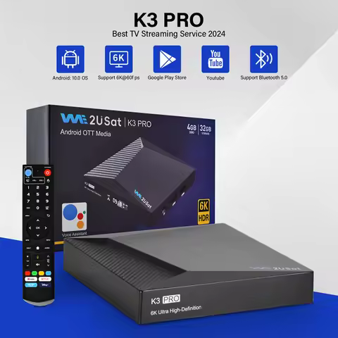 We2uSat K3 Pro 6K HDR Android Q (10.0) TV Box H.264/H.265 10bit Build in WiFi-6 2.4GHz/5GHz+BT 5.0,4