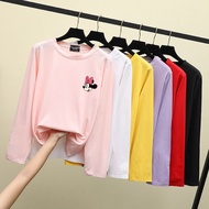 Ready Stock T Shirt Murah Loose Blouse Minnie Mouse Printting Long Sleeve Shirt Multicolor  Blause Baju Budak Perempuan Baju Lengan Panjang