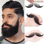 ANEMONE Human Hair Beard, Handmade Real Hair Makeup Fake Beard, Cosplay Party Tools Invisible Natura