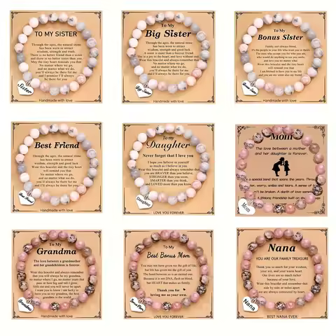 Female Pink Zebra Bead Bracelet. Gift to Daughter and Mother Nana Natural Crystal Stone Healing Spir