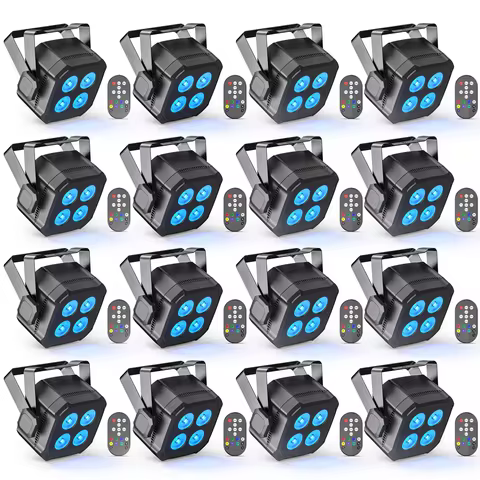 Yiflamefly 8/16Pcs 30W Par Lights 4x8W LED RGBWYP+CYAN DJ Light Remote & DMX Controlled Stage Light 