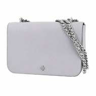 【TORY BURCH】雙T-LOGO素面皮革鍊包-灰色