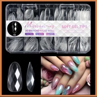 [WY2] 120/140pcs/Box Square Almond Coffin Nail Extension Tips Natural Clear Full Cover Nails Dual Fo