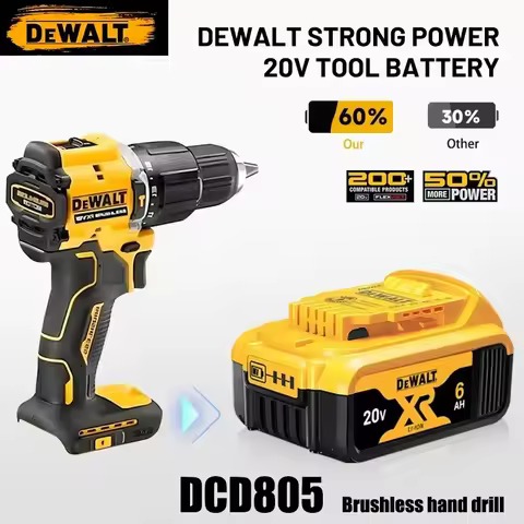 Original 100% Dewalt 20V XR Battery Power Tools DCD805 Dewalt 20V Battery DCB206 6000mAh DCB205 5Ah