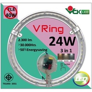 VCK LED V RING ขนาด 24W หลอดไฟเปลี่ยนสี 3IN1 ไฟ3สี หลอดกลม3สี ไฟเปลี่ยนสี สำหรับเปลี่ยนทดแทนหลอดนีออนกลม 32 วัตต์ VTK