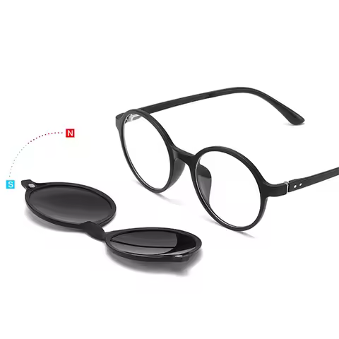 2280 Magnet Clip Round Myopia Glasses 0 -0.5 -1.0 -2.0 To -6.0 , Hyperopia Sunglasses +0.5 +1.0 +2.0