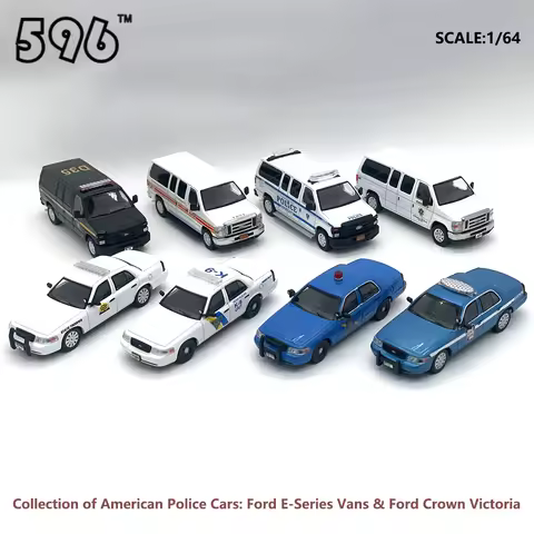 In Stock 596 Models 1:64 American Police & Public Service Vehicle Series Ford Crown Victoria + E350 