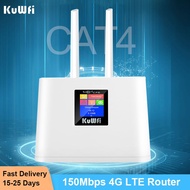 KuWFi 4G Wifi Router 150Mbps Unlocked Wireless Lte Router Sim Card Slot Modem External Antenna WiFi Hotspot With Smart Display gubeng