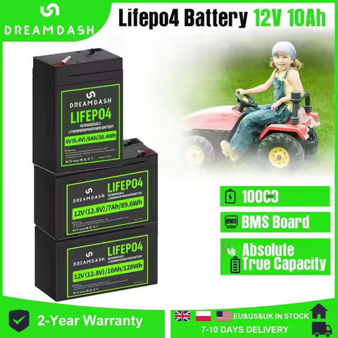 Dreamdash 12V 10Ah/7Ah 6V 6Ah LiFePO4 Battery With BMS Rechargeable Lithium Iron Phosphate Battery F