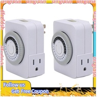 【D&F】US Plug, 2Pcs 24-Hour Outlet Timer with 2 Grounded Outlets Timer Outlet Timer Plug for Electric