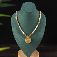Vintage Round Beaded Necklace for Women Ethnic Style Necklace