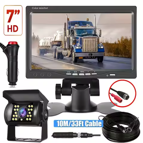 17.78cm Monitor Heavy Duty 4Pin Cable Car 18led Rear View Backup Camera Kit with Monitor for RV Bus 