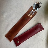 餐具套組 湯匙叉子 玻璃吸管 植鞣皮革 客製化