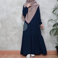 Aara Collection  Gamis Abaya Hitam turki Serut Lengan karet wanita remaja muslim elegan wolpis premi