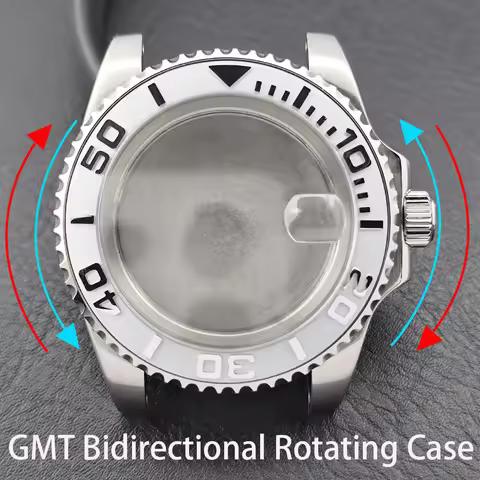 40.5MM sapphire glass GMT bidirectional rotating bezel less case fits for N H34/35/36 movement fits
