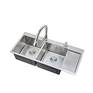 Chậu rửa bát đúc 2 hố + bàn 10048