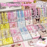 LANFY 6Pcs Gel Pens, Melody 0.5mm Black Press Pen, Refill Sanrio Kuromi Cartoon Stationery Supplies Gift