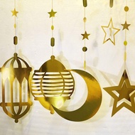 8pcs Raya Ramadan decorations item Gift Bag Iridescent Star Moon Lantern Ramadan Garland Holographic
